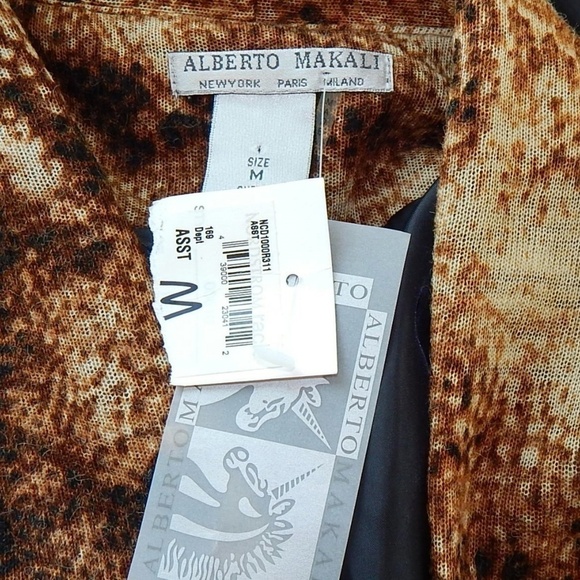 Alberto Makali Brown Animal Snake Print Open Front High Low Jacket NWT New M - Picture 4 of 4